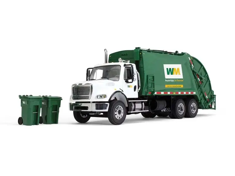 Freightliner M2 W/ Mcneilus Rear Load Refuse Truck W/ Trash Carts - Diecast 1:34 Scale Model - First Gear 10-3287D 1