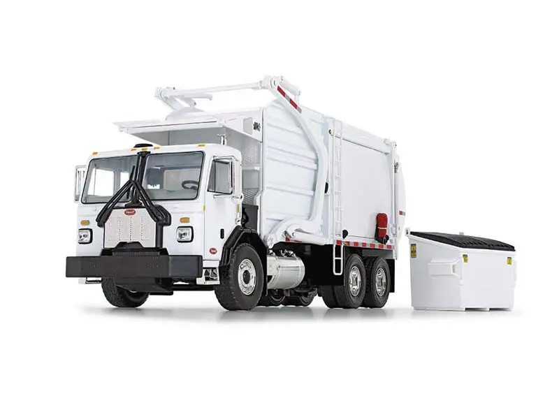 Peterbilt Model 520 W/ Wittke Front Loader And Trash Bin White - Diecast 1:34 Scale Model - First Gear 10-4193 1