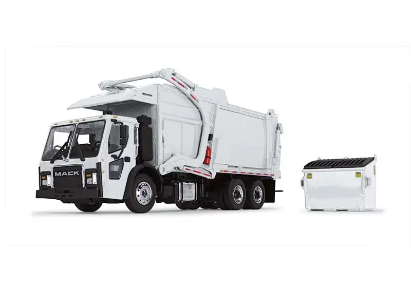 Mack Lr W/ Mcneilus Meridian Front Loader & Trash Bin Diecast 1:34 Scale Model - First Gear 10-4235 1