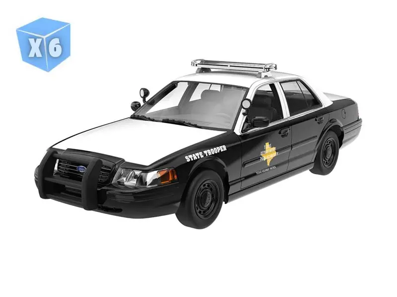 Pre-Order - 6 Pack 2003 Ford Crown Victoria – Texas Highway Patrol (Hot Pursuit) Diecast 1:24 Scale Model - Greenlight 1131001 1