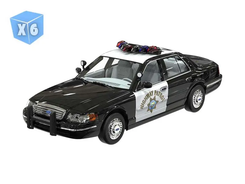 Pre-Order - 6 Pack 1998 Ford Crown Victoria Police Interceptor – California Highway Patrol (Hot Pursuit) Diecast 1:24 Scale Model - Greenlight 1131002 1