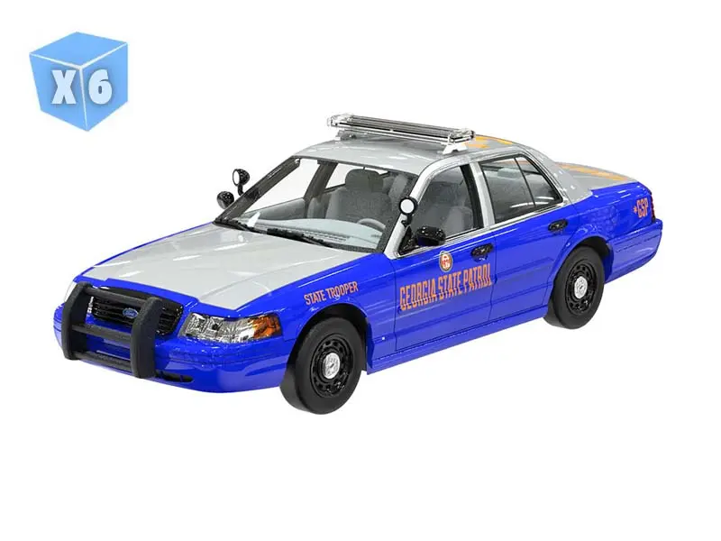 Pre-Order - 6 Pack 2010 Ford Crown Victoria Police Interceptor – Georgia State Patrol (Hot Pursuit) Diecast 1:24 Scale Model - Greenlight 1131003 1