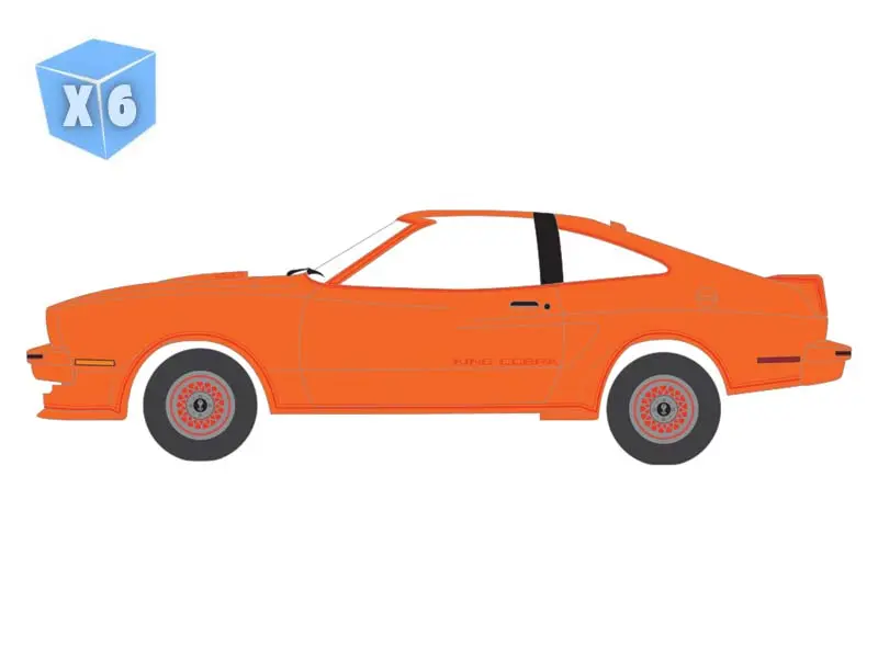 Pre-Order - 6 Pack 1978 Ford Mustang King Cobra Ii – Tangerine & Black (The Mustang Stampede Series 2) Diecast 1:64 Scale Model - Greenlight 125402B 1