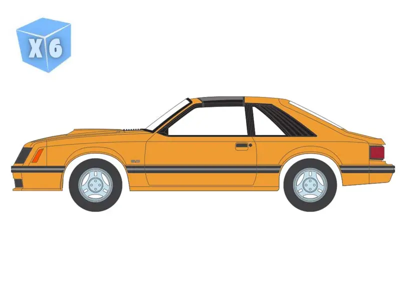 Pre-Order - 6 Pack 1982 Ford Fox Mustang – Medium Vanilla (The Mustang Stampede Series 2) Diecast 1:64 Scale Model - Greenlight 125402C 1