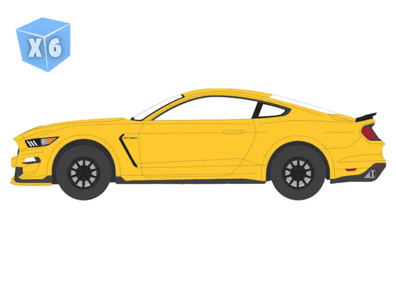 Pre-Order - 6 Pack 2017 Ford Mustang Shelby Gt-350 – Triple Yellow Tri-Coat (The Mustang Stampede Series 2) Diecast 1:64 Scale Model - Greenlight 125402D 1