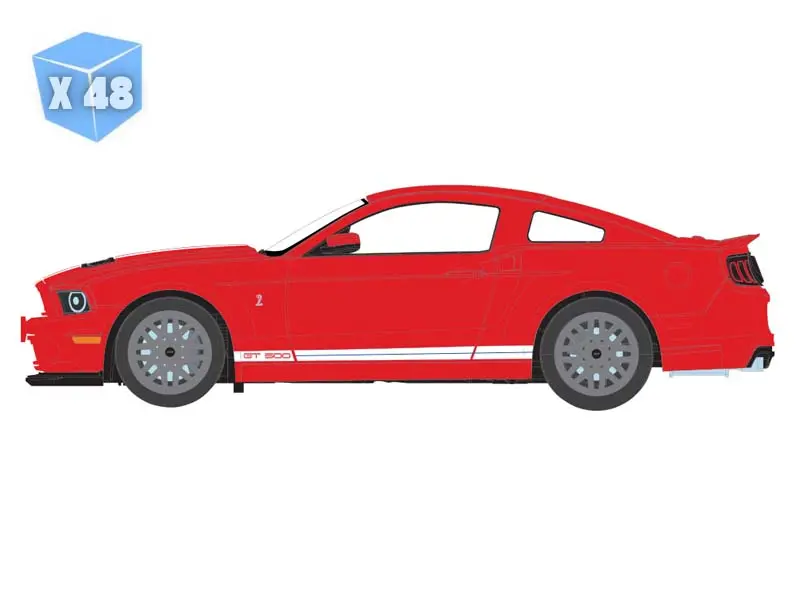 Pre-Order - 48 Pack 2013 Ford Mustang Shelby Gt-500 – Race Red (The Mustang Stampede Series 2) Diecast 1:64 Scale Model - Greenlight 125402E 1