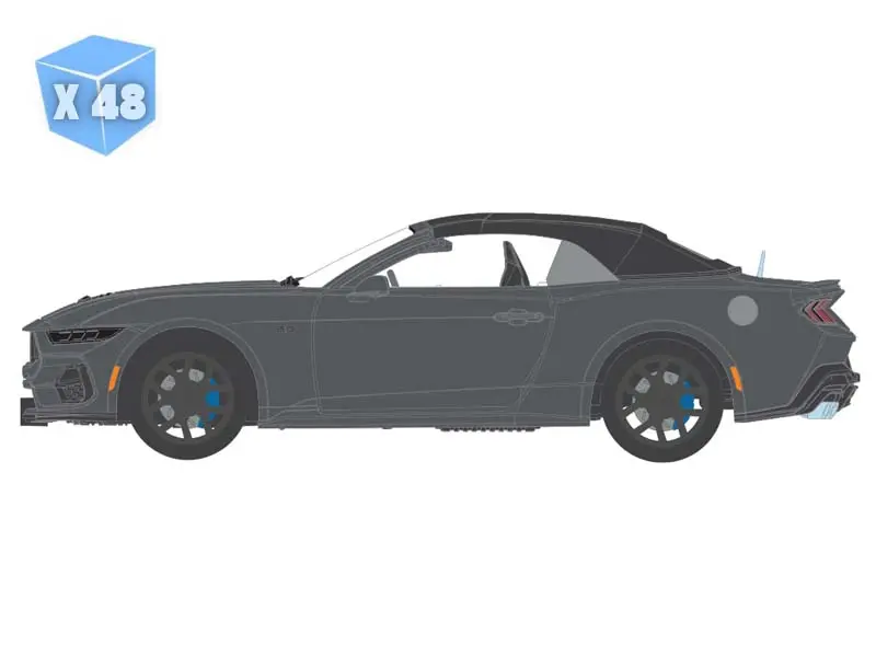 Pre-Order - 48 Pack 2024 Ford Mustang Gt 5.0 Convertible – Dark Matter Gray (The Mustang Stampede Series 2) Diecast 1:64 Scale Model - Greenlight 125402F 1