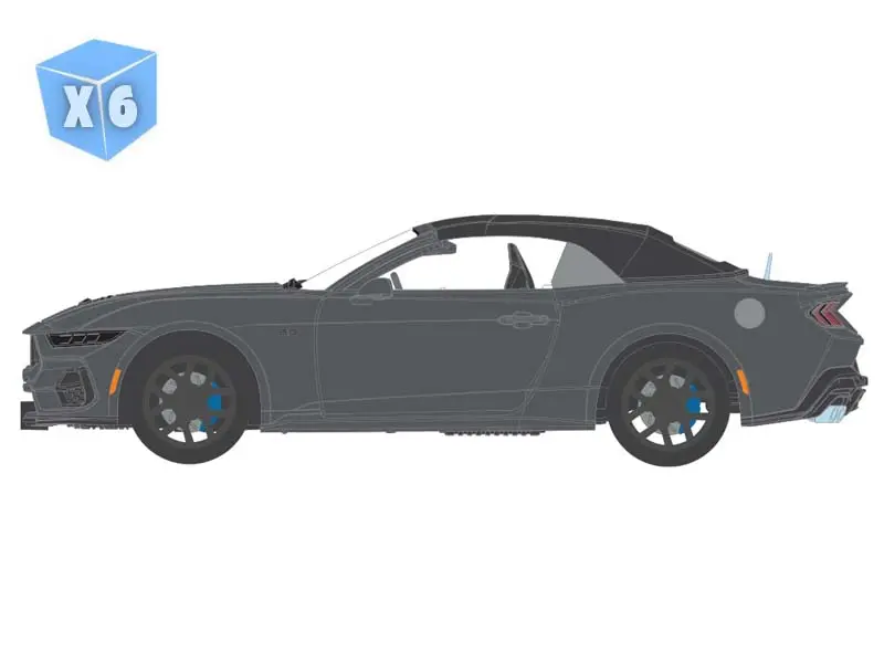Pre-Order - 6 Pack 2024 Ford Mustang Gt 5.0 Convertible – Dark Matter Gray (The Mustang Stampede Series 2) Diecast 1:64 Scale Model - Greenlight 125402F 1