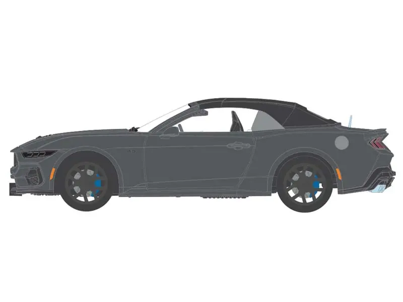 Pre-Order 2024 Ford Mustang Gt 5.0 Convertible – Dark Matter Gray (The Mustang Stampede Series 2) Diecast 1:64 Scale Model - Greenlight 125402F 1