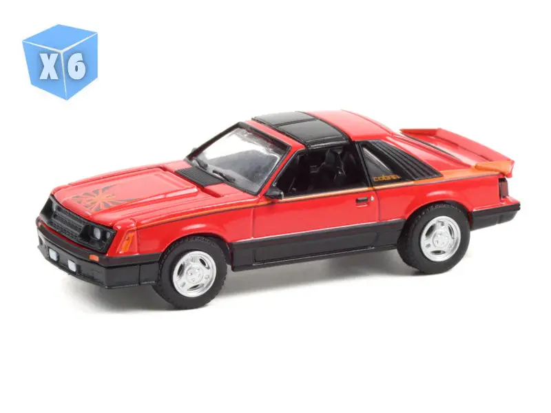 6 Pack 1981 Ford Mustang Cobra Bright Red (Gl Muscle Series 25) Diecast 1:64 Scale Model - Greenlight 13300C 1