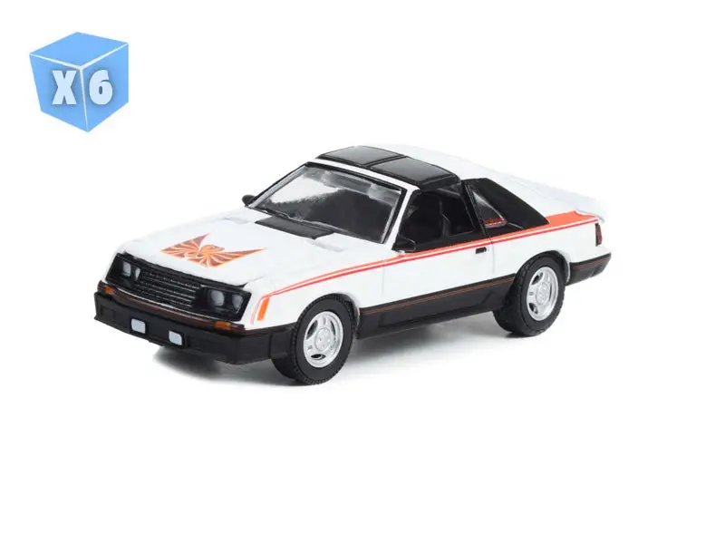 6 Pack 1981 Ford Mustang Cobra - Polar White (Gl Muscle Series 27) Diecast 1:64 Scale Model - Greenlight 13320D 1