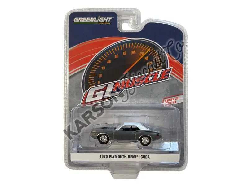 Raw Chase 1970 Plymouth Hemi ‘Cuda – Alpine White (Greenlight Muscle Series 28) Diecast 1:64 Scale Model - Greenlight 13350B 1