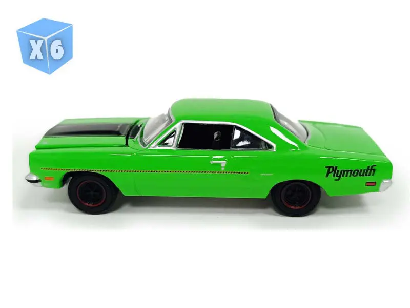 6 Pack 1970 Plymouth Road Runner – Green (Gl Muscle Series 30) Diecast 1:64 Scale Model - Greenlight 13370B 1
