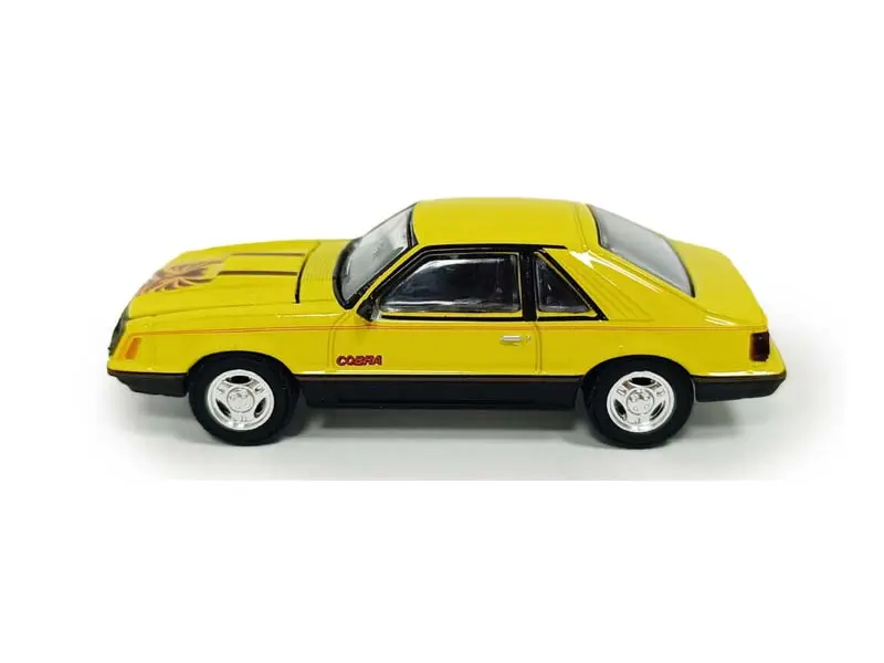 1979 Ford Mustang Cobra Fastback - Bright Yellow W/ Cobra Hood Graphics (Gl Muscle Series 30) Diecast 1:64 Scale Model - Greenlight 13370C 1