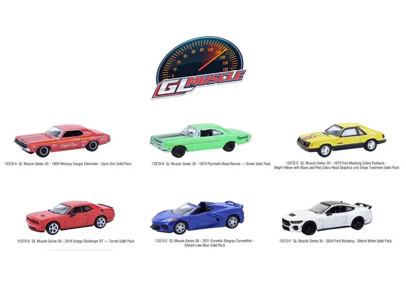 (Gl Muscle Series 30) Set Of 6 Diecast 1:64 Scale Models - Greenlight 13370 1
