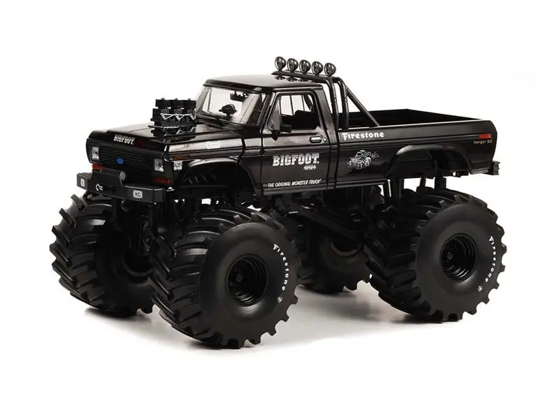 1974 Ford F-250 Monster Truck W/ 66-Inch Tires - Black Bandit Edition (Kings Of Crunch) Diecast 1:18 Scale Model - Greenlight 13650 1