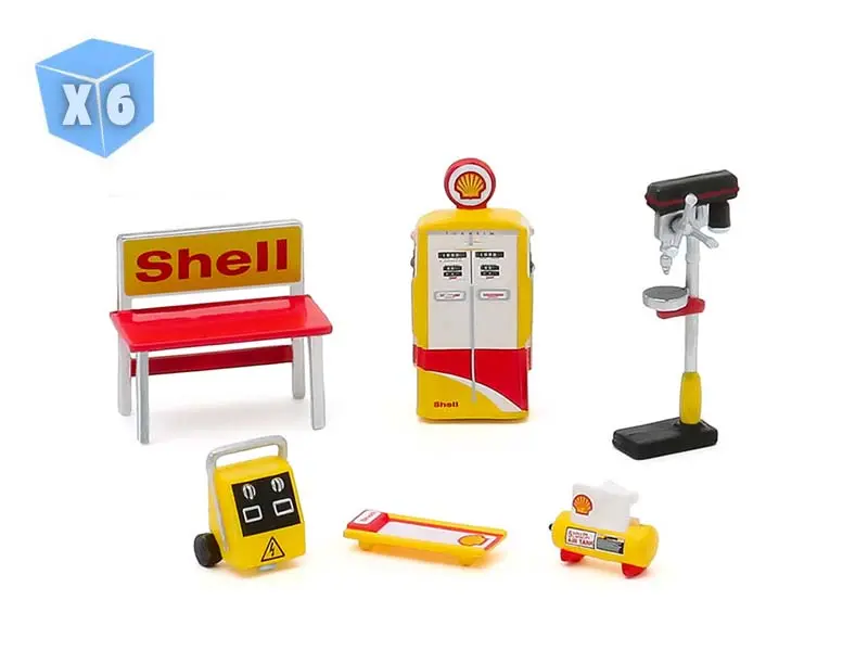 6 Pack Shell Oil Shop Tools Set (Shop Tool Accessories Series 3) Diecast 1:64 Scale Models - Greenlight 16060C 1