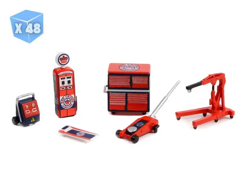 48 Pack Red Crown Gasoline Auto Body Shop (Shop Tool Accessories Series 5) Diecast 1:64 Scale Models - Greenlight 16140C 1
