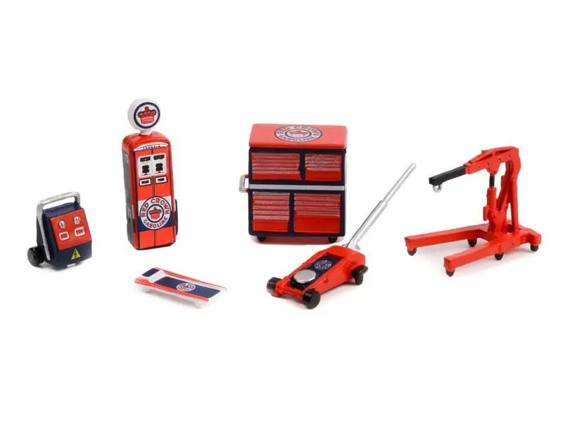 Red Crown Gasoline Auto Body Shop (Shop Tool Accessories Series 5) Diecast 1:64 Scale Models - Greenlight 16140C 1