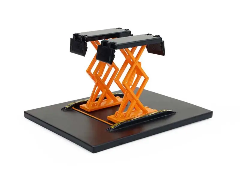 Automotive Double Scissor Lifts - Orange & Black (Auto Body Shop) Diecast 1:64 Scale Model - Greenlight 16220A 1