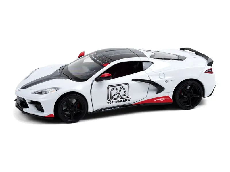 2020 Chevrolet Corvette C8 Stingray Coupe - White Official Pace Car (Road America) Diecast 1:24 Model Car - Greenlight 18259 1