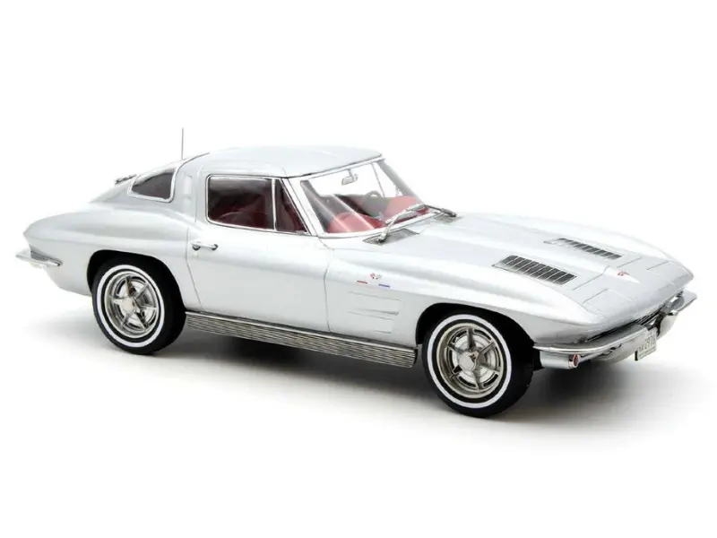 1963 Chevrolet Corvette Sting Ray - Sebring Silver Diecast 1:18 Scale Model - Norev 189052 1