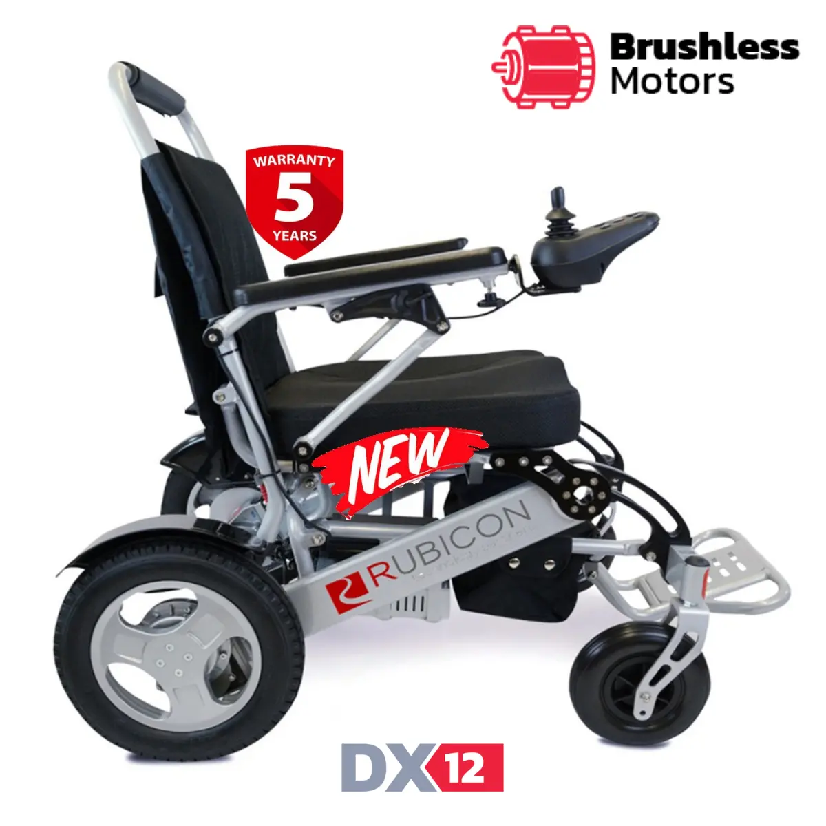 Rubicon Dx12 - Deluxe Premium Electric Wheelchair With Brushless Dual Motors: High Quality, Long Range, Foldable | All Terrain Power Wheelchair 1