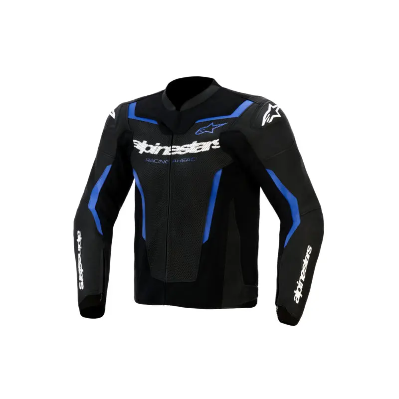 Alpinestars Gp Force V2 Leather Air Jacket - Black Metallic Blue 1