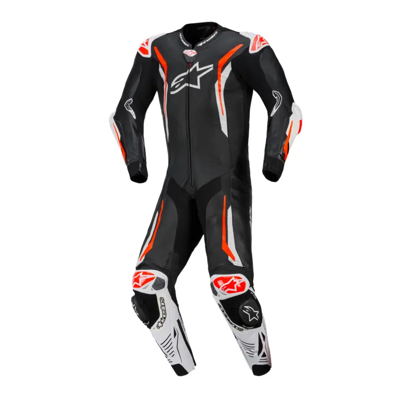 Alpinestars Gp Tech V5 1 Pc Leather Suit - Black/White/Red Fluro 1