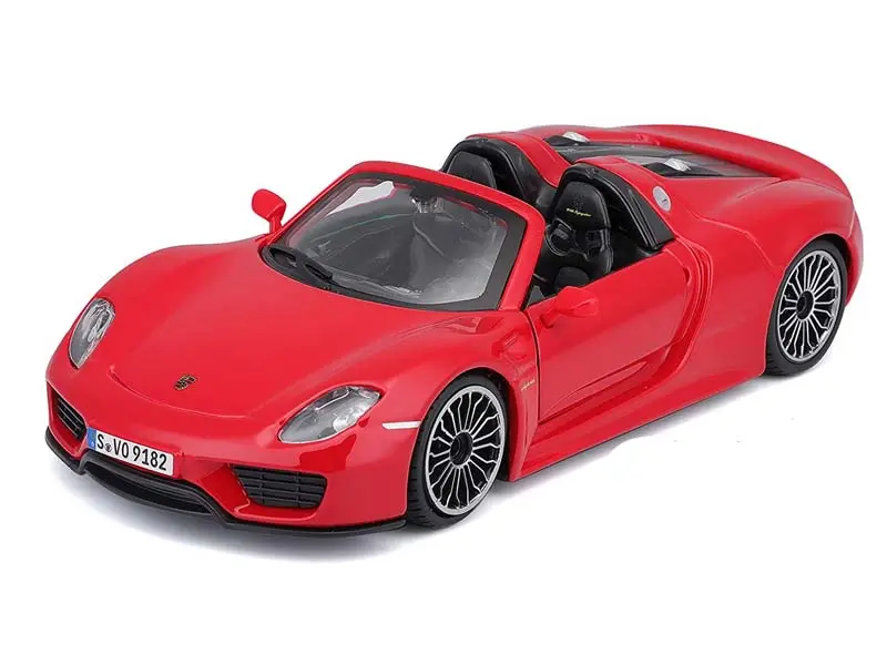 Porsche 918 Spyder Convertible - Red Diecast 1:24 Scale Model Car - Bburago 21076Rd 1