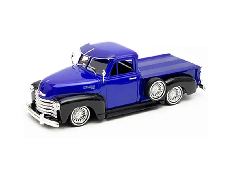 1953 Chevrolet 3100 Pickup Truck - Blue And Black (Low Rider Collection) Diecast 1:24 Scale Model - Welly 22087Lrbl 1