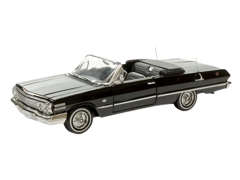 1963 Chevrolet Impala Ss Convertible Black Diecast 1:24 Scale Model - Welly 22434Bk 1