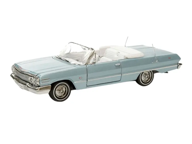 1963 Chevrolet Impala Ss Convertible Blue Diecast 1:24 Scale Model - Welly 22434Bl 1