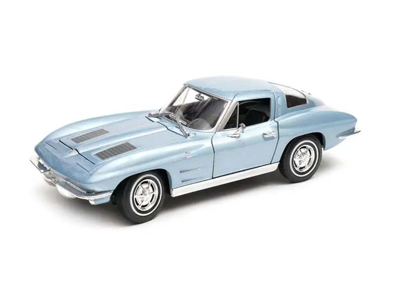 1963 Chevrolet Corvette Metallic Light Blue Diecast 1:24-1:27 Scale Model - Welly 24073Bl 1