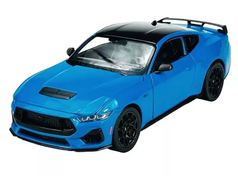 2024 Ford Mustang Gt – Blue W/ Black Roof (Nex) Diecast 1:24 Scale Model - Welly 24123Bl 1