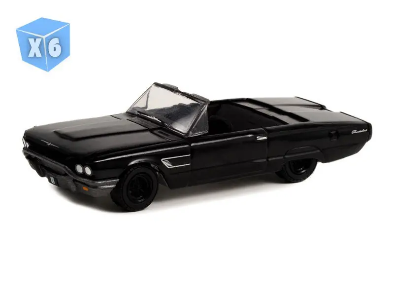 6 Pack 1965 Ford Thunderbird Convertible (Black Bandit Series 27) Diecast 1:64 Scale Model - Greenlight 28110B 1