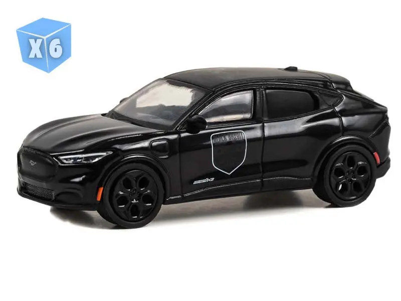 6 Pack 2023 Ford Mustang Mach-E Gt - Black Bandit Police (Black Bandit Series 28) Diecast 1:64 Scale Models - Greenlight 28130F 1