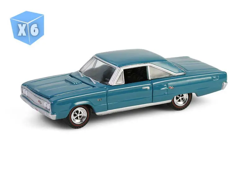 6 Pack 1967 Dodge Coronet R/T Hemi - Medium Turquoise (Anniversary Collection Series 17) Diecast 1:64 Scale Model - Greenlight 28160C 1