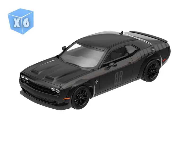Pre-Order - 6 Pack 2017 Dodge Challenger Srt Hellcat Widebody (Black Bandit Series 31) Diecast 1:64 Scale Model - Greenlight 28190A 1