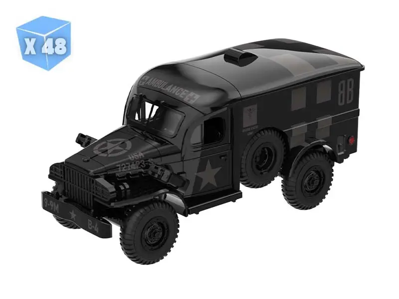 Pre-Order - 48 Pack Dodge Wc54 Ambulance (Black Bandit Series 31) Diecast 1:64 Scale Model - Greenlight 28190C 1