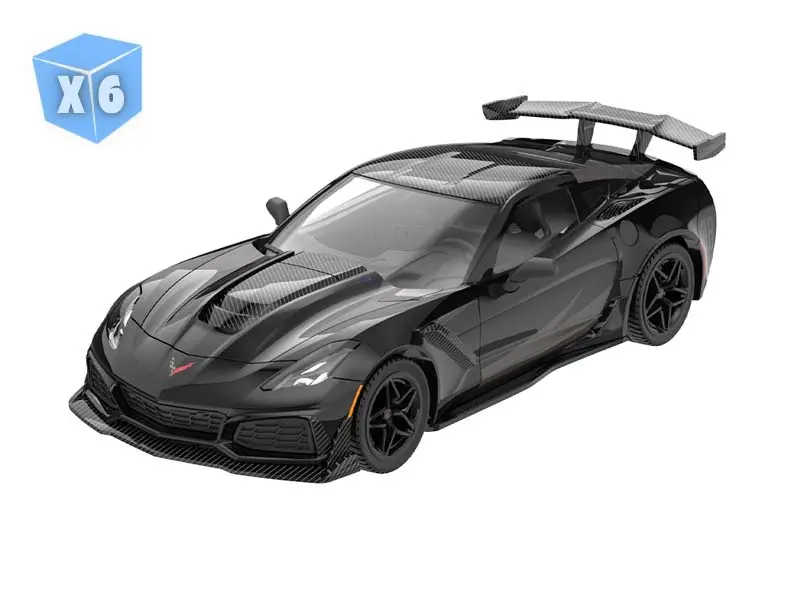Pre-Order - 6 Pack 2019 Chevrolet Corvette Zr1 - Hard Top (Black Bandit Series 31) Diecast 1:64 Scale Model - Greenlight 28190E 1