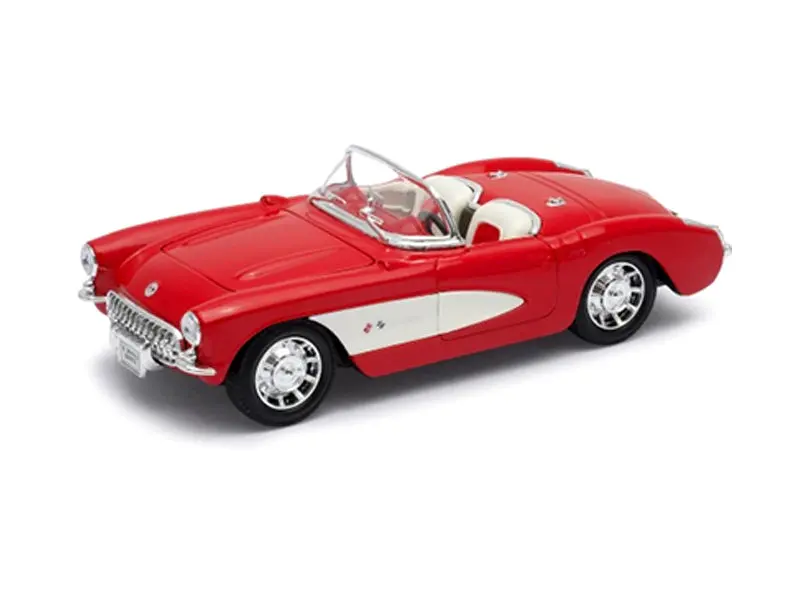 1957 Chevrolet Corvette Convertible - Red And White W/ White Interior (Nex) Diecast 1:24 Scale Model Car - Welly 29393Rd 1