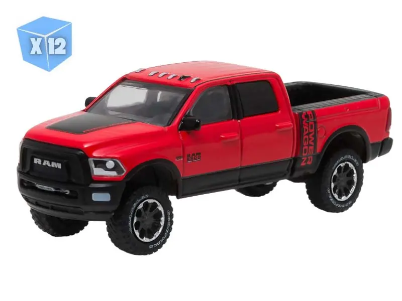 12 Pack 2017 Ram 2500 Power Wagon - Flame Red W/ Black Diecast 1:64 Scale Model - Greenlight 29873 1