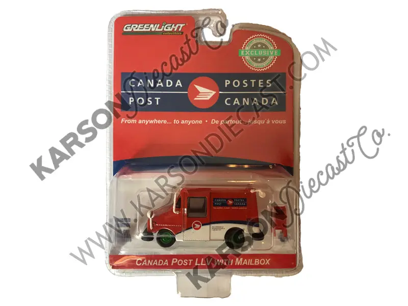 Canada Postal Service (Canada Post) Long Life Postal Mail Delivery Vehicle (Llv) W/ Mailbox Accessory Hobby Exclusive 1:64 Diecast Model Car - Greenlight - 29889 - Chase Green Machine 1