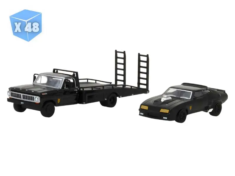 48 Pack 1972 Ford F-350 Ramp Truck W/ Last Of The V8 Interceptors 1973 Ford Falcon Xb Diecast 1:64 Scale Model - Greenlight 29925 1