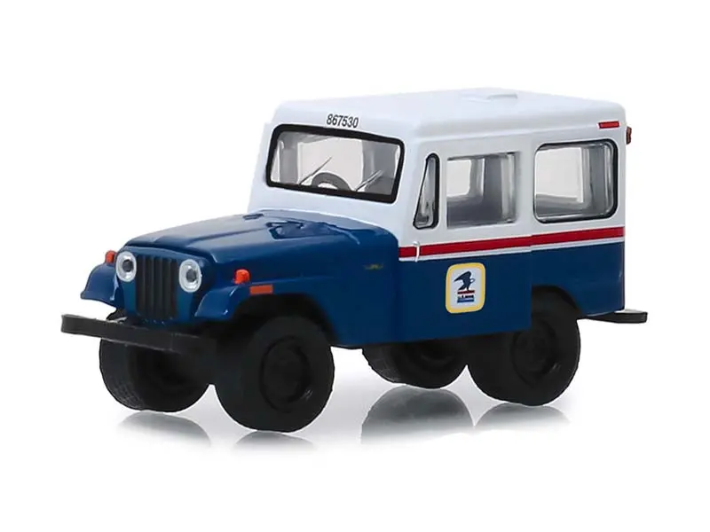 1971 Jeep Dj-5 - Usps United States Postal Service Blue W/ White Roof Diecast 1:64 Scale Model - Greenlight 29998 1