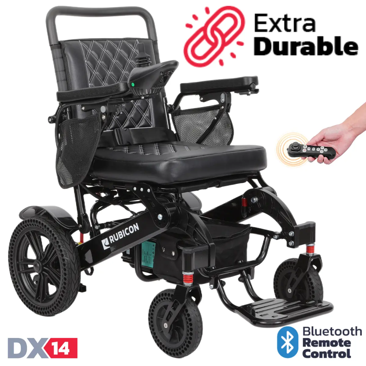 Rubicon Dx14 – Longest Range Premium Electric Wheelchair: All-Terrain, Foldable & Airline Approved With Dual Motors, Bluetooth & Joystick 1
