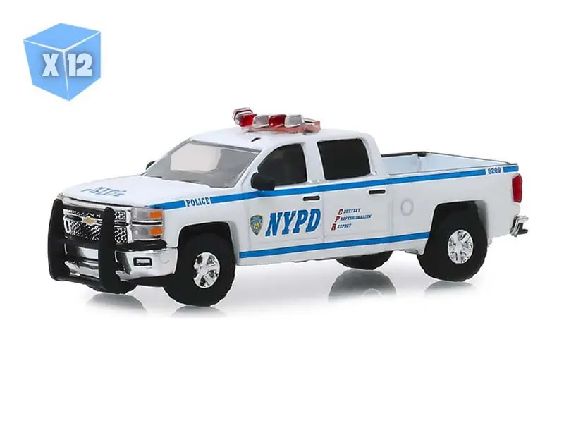 12 Pack 2015 Chevrolet Silverado - New York City Police Dept Nypd Diecast 1:64 Scale Model - Greenlight 30093 1