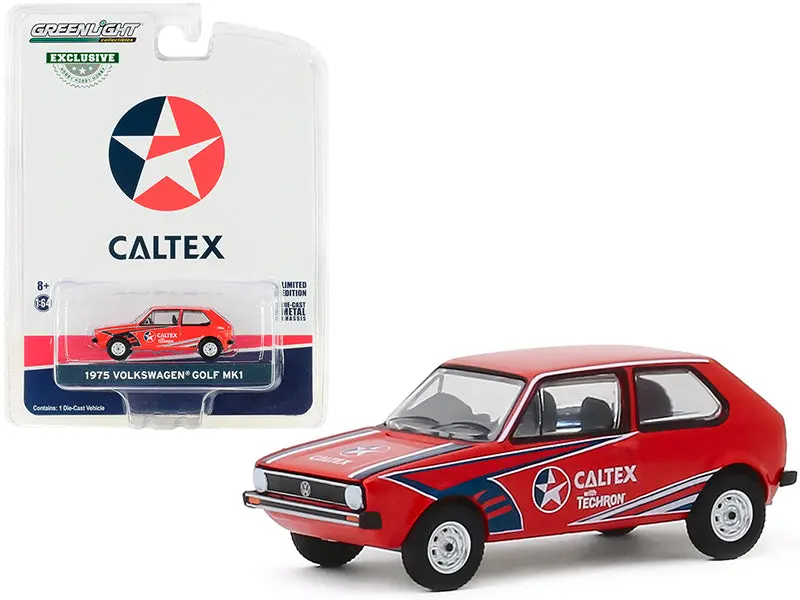 1975 Volkswagen Golf Mk1 Model Red "Caltex With Techron" 1:64 Diecast - Greenlight 30132 1