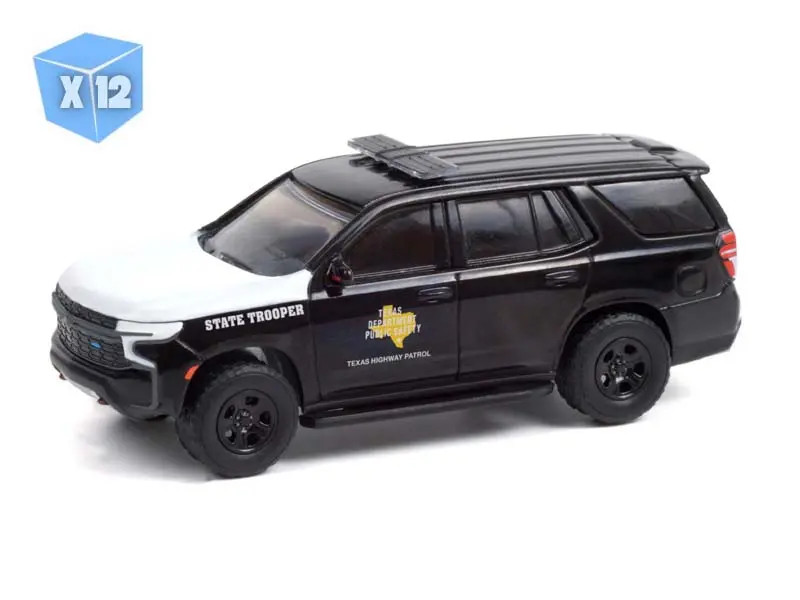 12 Pack 2021 Chevrolet Tahoe Police Pursuit Vehicle Texas Highway Patrol Diecast 1:64 Scale Model - Greenlight 30235 1
